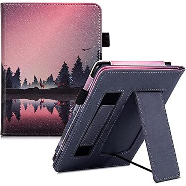 Imagem de Capa com suporte para Kindle Paperwhite 10ª geração lançada/todas as versões Paperwhite – Capa protetora premium com compartimento para cartão e alça de mão, suporte dobrável, fecho magnético, hibernar/despertar automática