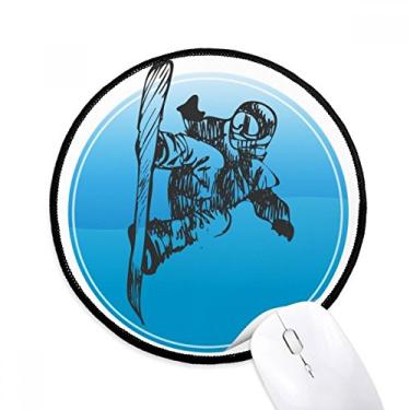 Imagem de DIYthinker Esquis de esportes de inverno e bastões de esqui padrão mouse pad desktop escritório tapete redondo para computador