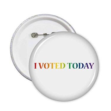 Imagem de Broche de bandeira do arco-íris LGBT I Vote Today com emblema de botão para decoração 5 peças