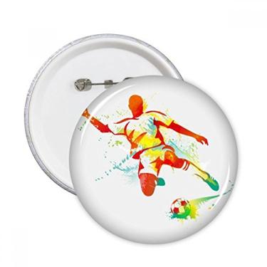 Imagem de Broche redondo de jogador de futebol futebol com emblema para decoração 5 peças