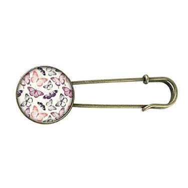 Imagem de Borboleta em fundo rosa pálido broche de metal retrô clipe jóias