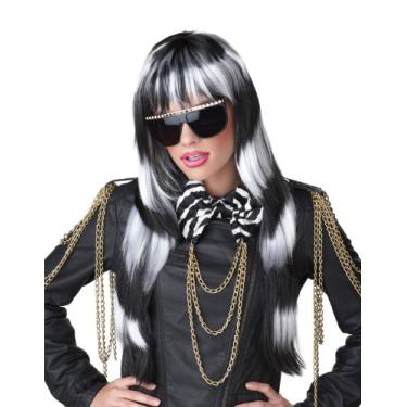 Imagem de California Costumes Peruca preta e branca indomada, Preto/branco, tamanho nico