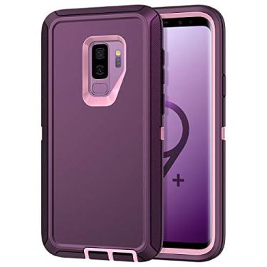 Imagem de Capa I-HONVA para Galaxy S9 Plus à prova de choque de poeira/queda 3 camadas de proteção total do corpo [sem protetor de tela] Capa resistente e durável para Samsung Galaxy S9 Plus, roxa/rosa