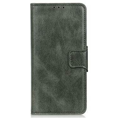 Imagem de YINGDAFENG Capa carteira para iPhone 14 Pro Max, capa protetora magnética de couro PU com suporte para slot para cartão e proteção da câmera à prova de choque TPU capa interna fina de ajuste fino, verde
