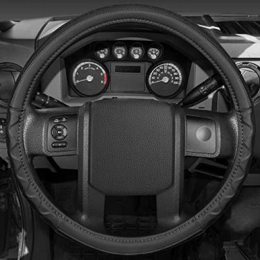 Imagem de BDK Motor Trend Capa de volante preta de 45,72 cm para grandes plataformas, caminhoneiros, trailers, ônibus, transportadores, caminhões-tanque, isolados, macios, confortáveis, antiderrapantes,