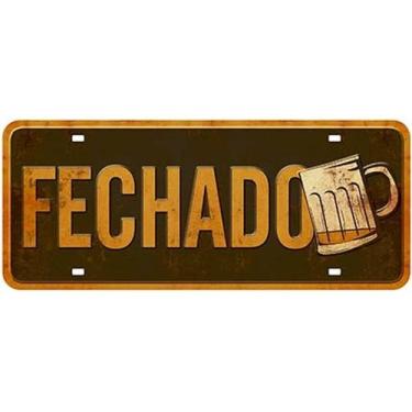 Imagem de Placa Decorativa Para Pendurar Mdf 35X14,6cm Frase Fechado - Litoarte