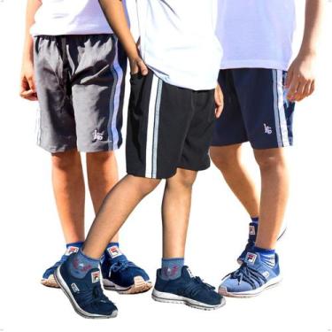 Imagem de Kit 3 Shorts Bermuda Infantil Menino Lisa Tactel Com Elastano - Ben20