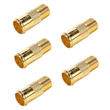 Imagem de TLS.eagle RG6 Conector tipo F de compressão rápida para adaptador de cabo coaxial Pacote com 5, Dourado