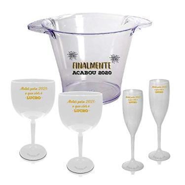 Imagem de Kit Balde de Gelo + 2 Taças Gin & 2 Taças Champagne Pers. Fim de Ano