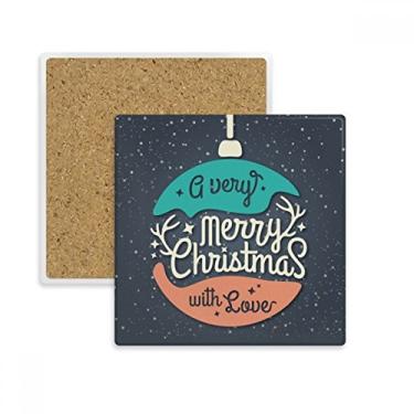 Imagem de Guirlanda colorida de Natal com ilustração abstrata quadrada, porta-copos, suporte de subplaca, pedra isolante