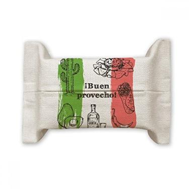 Imagem de Bolsa de linho de algodão com a bandeira redonda de cacto com desenho do México