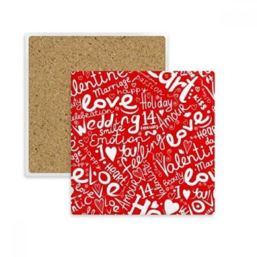 Imagem de Love Marriage Celebration Porta-copos quadrado para o Dia dos Namorados Caneca suporte subplaca pedra isolante