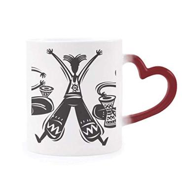 Imagem de Dance Celebrate Mexico Totems Pandeiro sensível ao calor Caneca vermelha que muda de cor