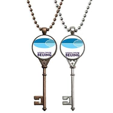 Imagem de OFFbb-USA Colar de chave chinês com pingente de teatro nacional de Pequim para decoração de casais
