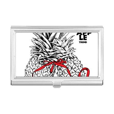 Imagem de Porta-cartões de visita com tema de abacaxi e frutas tropicais