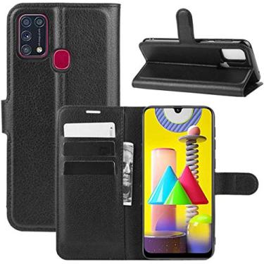 Imagem de Capa Capinha Carteira 360 Para Samsung Galaxy M31 Tela de 6.4" Polegadas Case Couro Flip Wallet M 31 - Danet (Preta)
