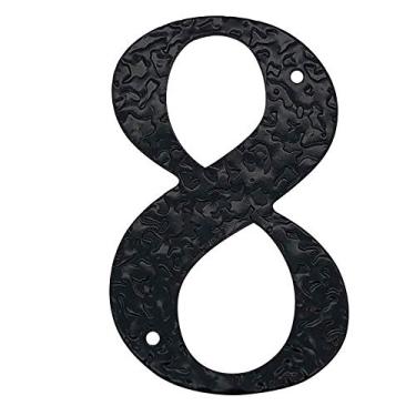 Imagem de Placa de ferro fundido com número de placa flutuante 3D de 12,7 cm em aço carbono preto grande, placa de porta com dígitos de endereço, montagem com parafuso, durável antiferrugem