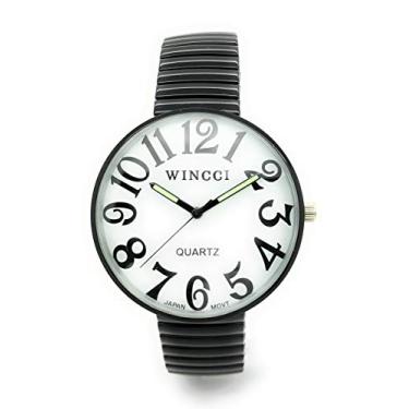 Imagem de Pulseira elástica masculina Jumbo Big Numbers Fashion Watch Wincci, Preto