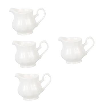 Imagem de HEMOTON 4 Pcs Jarro De Leite De Porcelana Vertedor De Creme Tigela De Molho Creme Em Pó Para Café Jarro De Molho Jarro De Serviço Porcelana De Ossos Servidor Branco Dama De Honra Cerâmica