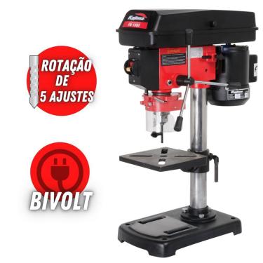 Imagem de Furadeira De Bancada Kajima FB1300 Elétrica 1/3HP 5 Velocidades Furos 50mm Mandril 1,5 a 13mm Mesa Ajustável Protetor De Cavacos Para Madeira E Metal