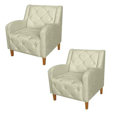 Imagem de Kit 2 Poltronas Estofadas Para Salão de Beleza Munique Suede Bege - LM DECOR