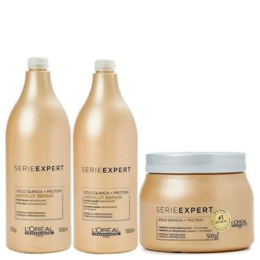 Imagem de Loreal Absolut Repair Gold Quinoa Shampoo Condicionador e Máscara Profissional