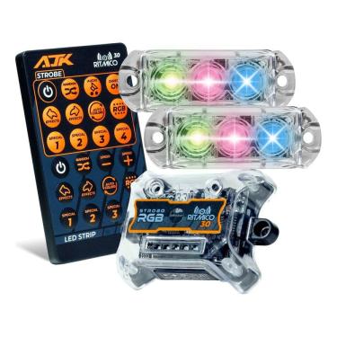 Imagem de Kit Strobo AJK RGB Rítmico 3.0 + 2 Faróis 6W