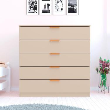 Imagem de Cômoda Bartira Diplomata com 5 Gavetas, Trava de Segurança e Espaço para TV de até 42 polegadas - 90cm de Largura