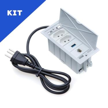 Imagem de Kit Caixas De Tomadas 4 Blocos 2 Tom 20A 2USB (1 TipoC) 2USB