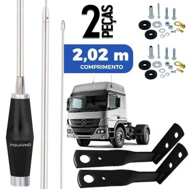 Imagem de 2 Antena Inox Px 1,40m Alongador 60cm Mercedes Benz Atego Parafusos Anti-furto