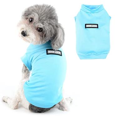 Imagem de Ranphy Colete para cachorro pequeno filhote roupas sólidas camisetas camisetas macias e de secagem rápida resfriamento fantasia para animais de estimação chihuahua yorkie colete gatos vestuário, azul,