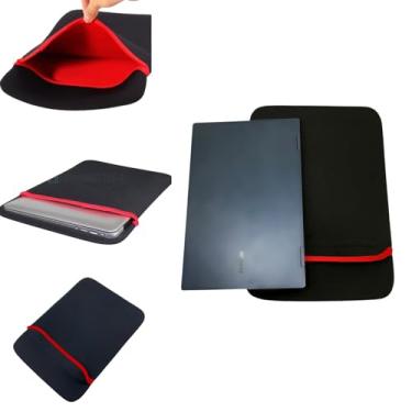 Imagem de Capa MacBook Notebook Tablet Laptop Pro 13 Polegadas Compatível Bolsa Case Neoprene Acolchoado Resistente À Água Impermeável Protetora Preto Com Detalhes Vermelho Contra Impactos E Arranhões