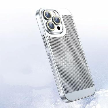 Imagem de Capa de telefone de malha de refrigeração ultra-fina para iphone 15 14 13 12 11promax xs max caso de pc com lente filme de vidro, prata, para iphone 8