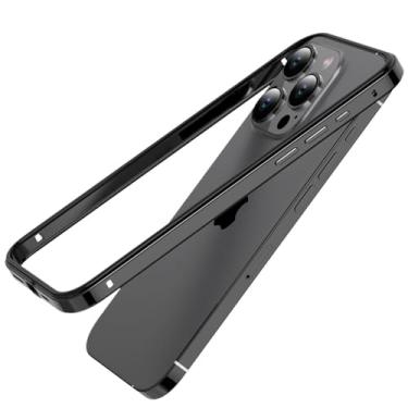 Imagem de Estrutura de metal de alumínio leve para iPhone 12 13 14 Plus 15 Pro Max Titanium Bumper Case Híbrido Siliicone Acessórios traseiros, preto BK Ping, para iPhone13 Pro