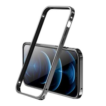 Imagem de Capa dura ultrafina com moldura de metal de alumínio para iPhone 12 13 14 15 Plus Pro Max Alloy Case Coque em preto roxo ou prata, preto, para iPhone 15 Promax