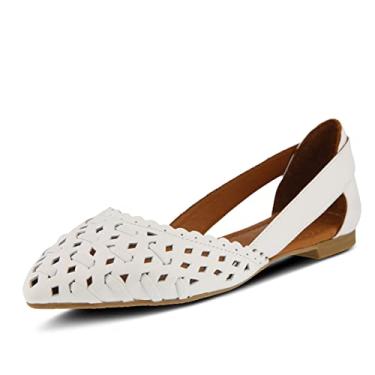 Imagem de Bailarina feminina de couro Delorse Spring Step, Branco, 9