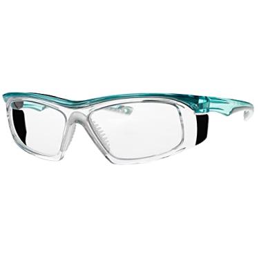 Imagem de Óculos de segurança contra radiação modelo T9559 vidro de chumbo com lentes protetoras Pb de 0,75 mm e protetores laterais Pb Eq de 0,50 mm em armação de nylon elegante (azul-petróleo)