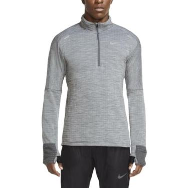 Imagem de Nike Camiseta masculina de corrida Dri-Fit Element com meio zíper, Cinza ferro/urze/cinza neblina/prata refletiva, Medium