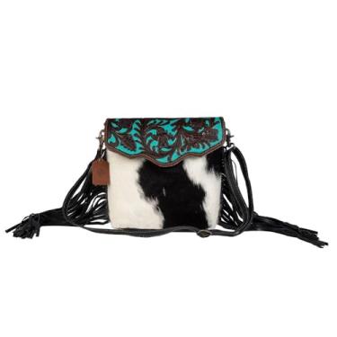 Imagem de Myra Bag Bolsa feminina Aqua feita à mão algodão reciclado e couro bovino S-2856, multicolorida, tamanho único, Multicolorido, One Size