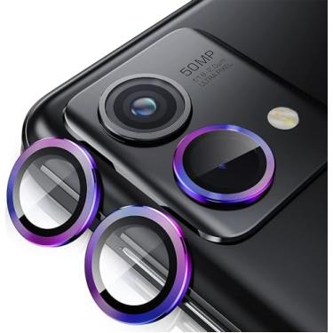 Imagem de MOOISVS Pacote com 2 protetores de lente de câmera para Moto G Stylus 5G 2024, capa protetora de tela ultrafina de vidro temperado resistente a arranhões com anel individual de metal, colorido