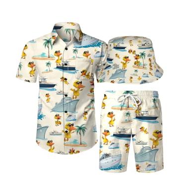 Imagem de COCYPAN 1 camiseta masculina ocidental, camisas caubói masculinas, conjunto de camisetas havaianas e shorts, camisetas havaianas engraçadas para homens, 1-P, 12 Cruise Duck, P