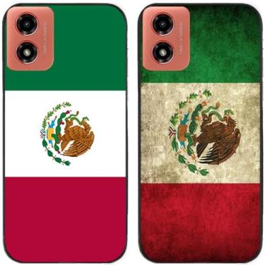 Imagem de 2 peças impressas TPU gel silicone capa traseira para celular Motorola Moto G04 (bandeira do México)