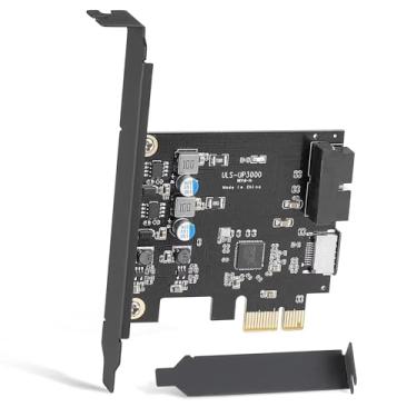 Imagem de Sinefine Conector de painel frontal PCIe x1 para USB 3.2 GEN1 5Gbp 19 pinos (para cabeçalho do painel frontal tipo C) + placa de expansão de soquete USB 3.0 de 20 pinos, conector interno de painel