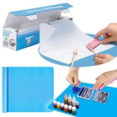 Imagem de Folha de silicone 40,6 x 30,4 cm e tapete de corte descartável conjunto de 3 m para artesanato em resina, balcão de cozinha, assar, fondant sugarcraft