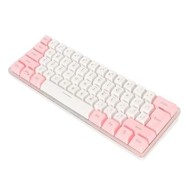 Imagem de Teclado Compacto, 61 Teclas, Retroiluminação RGB, Teclado Ergonômico para Jogos 60%, Cabo USB, para Jogadores Em Movimento (Rosa Branco)