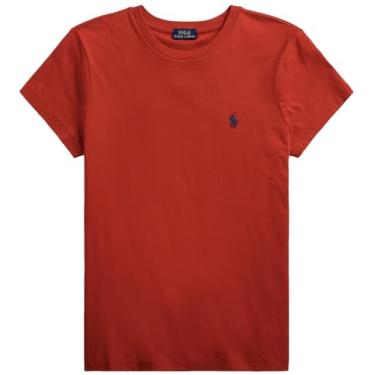 Imagem de Polo Ralph Lauren Camiseta feminina de jérsei com gola redonda, Ralph Red, G