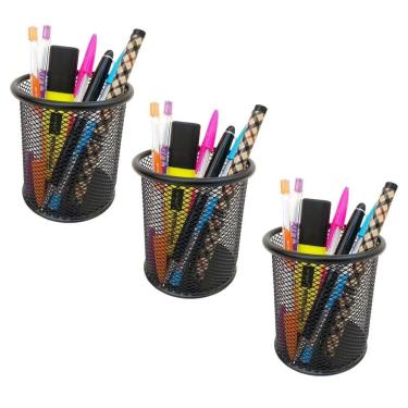 Imagem de Porta Lapis Aramado Kit 3 Unidades Organizador Caneta Lapis Home Office Escrivaninha Mesa de Trabalho Escritorio Resistente Multiuso