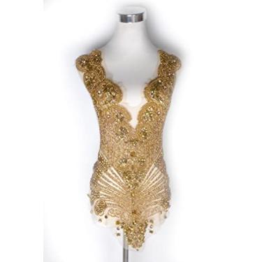 Imagem de La Belleza Gold Strass Fashion Applique Patch de Corpete com Cristal de Vidro e Contas para Vestidos de Festa de Casamento YM2201 0