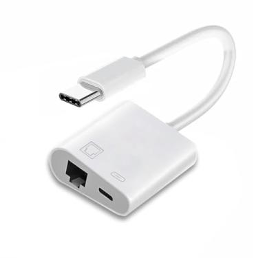 Imagem de CY Tipo C USB-C para rede RJ45 de 100 Mbps com adaptador de carregamento PD compatível com laptop e tablet