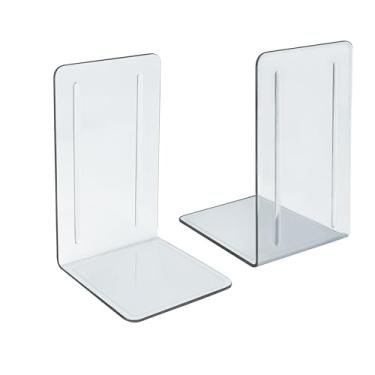 Imagem de Acrimet Bibliocanto Plástico Transparente, para Estantes, Prateleiras e Mesas, Suporte para Livros Cor Cristal Clear, 2 Peças